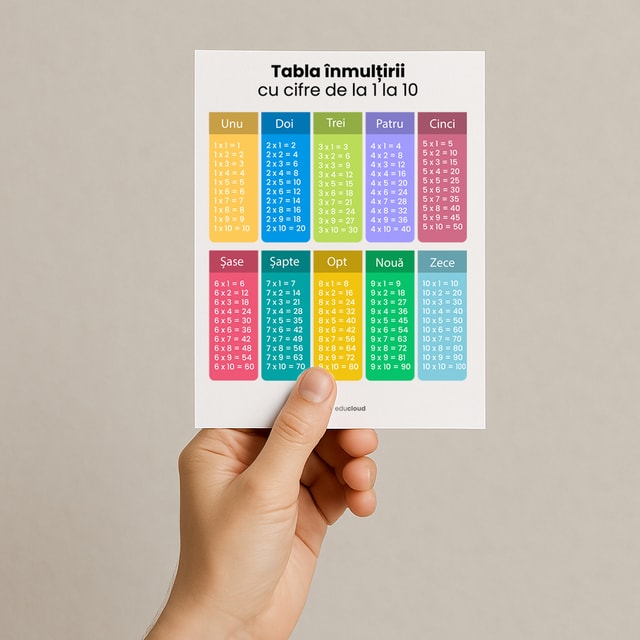 Tablă înmulțirii - format PDF
